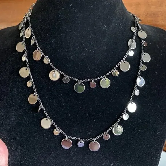 Lia Sophia Retired Panorama Mirror Tassel Wrap Necklace in Gunmetal Grey Long - Picture 5 of 7